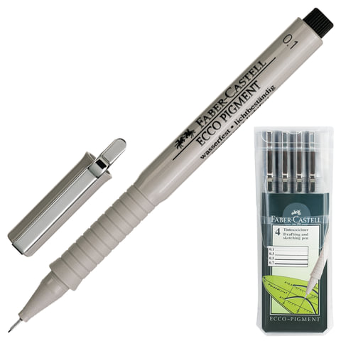 Ручки капиллярные FABER-CASTELL, НАБОР 4 шт., "Ecco Pigment", ЧЕРНЫЕ, линия 0,1/0,3/0,5/0,7 мм, 166004 Ручки капиллярные FABER-CASTELL, НАБОР 4 шт., "Ecco Pigment", ЧЕРНЫЕ, линия 0,1/0,3/0,5/0,7 мм, 166004